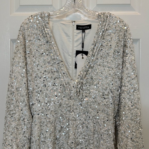 Retrofete Camille Sequin Dress in White Size Medium NWT - Picture 9 of 15